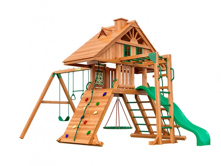 Деревянная детская площадка для дачи "Крепость с рукоходом" (Домик)
